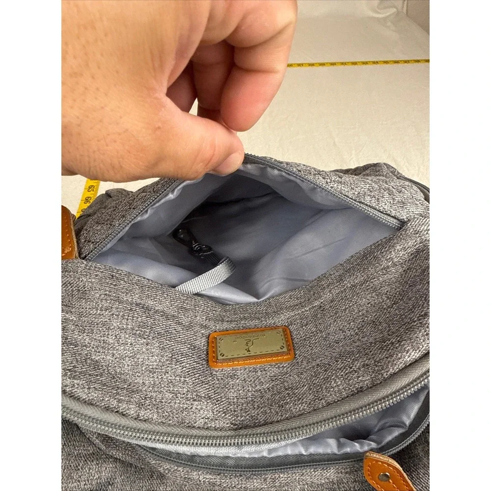 Babble Roo Diaper Bag Backpack Unisex Large Grey Modern Quilted Multi-Pocket
